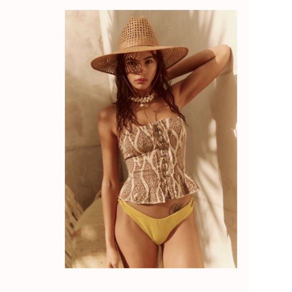 NWT Free People Lights Out Corset- Natural Combo